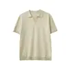Ropa para Hombre Apo Transfronteriza Camisa Polo de Punto con Textura a Cuadros para Hombre, Top Versátil de Alta Gama para Verano con Cuello de Gaviota de Manga Corta.