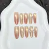 Puntos de Melocotón 2.0 Ojo de Gato Uñas Portátiles Ovaladas Largas Pegatinas de Uñas Uñas Postizas Producto Terminado Fabricante Mayorista Nuevo Modelo