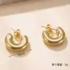 Brincos em U para Mulheres de Novo Produto Transfronteiriço, Brincos Redondos da Moda de Luxo Leve, Fabricante Atacadista de Brincos de Aço Inoxidável Banhado a Ouro 18K