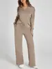 Amazon Estación Independiente Top Holgado de Manga Larga con Cuello en V y Diseño de Cordón Pantalones Holgados a la Cintura Conjunto de Dos Piezas