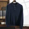 Camisa Base de Punto Sólido Suelta para Hombre con Cuello Polo de Cachemira, Nueva Colección Otoño e Invierno 2026, Suéter Casual de Negocios