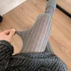 Medias Finas Grises Ceniza Primavera y Otoño Serie Miu Ligeramente Transparentes Rayas Verticales Leggings Gris Oscuro Medias Gruesas para Mujer