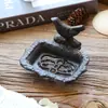 Plato para Jabón de Hierro Fundido Estilo Europeo Retro Vintage Creativo Pájaro Bandeja para Jabón Adorno de Lavabo Exterior de Villa de Jardín