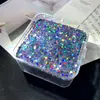 Polvo de Brillo Láser Mixto, Polvo Fino Iridiscente, Lentejuelas Hexagonales, Polvo de Brillo Fluyente, Mahjong de Arena Movediza Hecho a Mano DIY Europeo y Americano