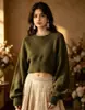 Suéter de tricô redondo transfronteiriço estilo indiano para mulheres, pulôver, novo modelo outono e inverno, caimento solto, design único, blusa de manga comprida