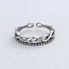 Anillo Vintage Desgastado de Plata de Ley S925 Plata Tailandesa Anillo Abierto Personalizado Anillo Simple de Dedo Índice Moderno y Elegante Y366