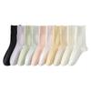 Calcetines holgados ensanchados sin hueso primavera y verano delgados de media pantorrilla calcetines de rizo enrollado color sólido calcetines de confinamiento absorbentes de sudor transpirables desodorantes
