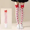 Calcetines Rojos de San Valentín Transfronterizos para Mujer, Largos Estilo Americano con Lazo de Corazón, Calcetines Altos para Fiesta de Cita, Piernas Hermosas, Hasta la Rodilla