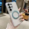 Funda de teléfono magnética de doble color con soporte de cristal de hielo adecuada para Samsung S26 Ultra, cubierta protectora transparente anticaídas para S25 Ultra