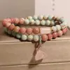 Nuevo Pulsera de Doble Círculo de Piedra Shoushan Estilo Chino para Mujer, Lujo Ligero, Nicho, Exquisita, Sensación de Alta Gama, Joyería de Pulsera de Piedra con Patrón Rojo de Semillas de Loto