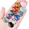 Pingente de Cristal Natural Gota d'Água 18*25mm DIY Artesanal Colar Pulseira Brincos com Furo Ágata Colar em Formato de Gota d'Água