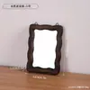 Espejo con marco de madera maciza de forma ondulada vintage, espejo de escritorio para maquillaje de mujer, adorno decorativo de espejo de estilo clásico