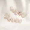 Nuvem Miau Linguagem Puff de Leite Armadura Vestível Gatinho Macio Fofo Laço Estilo Menina Unhas Quadradas Curtas Bonitas