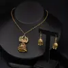 Linterna Jaula de Pájaros Retro Borla Collar Pendientes Juego de Tres Piezas Lujo Ligero Temperamento Pendientes Personalizados para Mujer Accesorios para Orejas Festivos