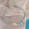 Pulsera de Piedra Natural y Concha Pulsera Trenzada Dopamina Estilo Vacaciones en la Costa de Verano Pulsera con Colgante de Concha