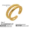 Moda Europea y Americana Anillo Abierto de Doble Capa con Giro Simple de Acero Inoxidable Chapado en Oro Real de 18 Quilates Elegante Anillo Abierto para Mujer