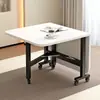 Mesa Plegable Habitación de Alquiler para el Hogar Mesa de Comedor Plegable Simple Apartamento Pequeño con Ruedas Mesa Plegable Móvil Push-Pull