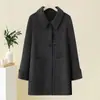 Abrigo de Lana de Moda de Longitud Media de Doble Cara para Mamá Nuevo Estilo Otoño e Invierno 2025 Estilo para Mujeres de Mediana Edad y Mayores Abrigo de Lana
