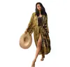 2022 Nueva Blusa de Playa Transfronteriza de Amazon con Estampado Tie-dye Cardigan Protector Solar Blusa Exterior para Bikini para Mujeres