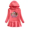 Vestido suéter com capuz para meninas de comércio exterior outono 2023 desenho animado boneca surpresa para bebê vestido casual de algodão
