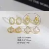 Banho de Ouro Real sobre Cobre, Brincos Stud Geométricos com Pino de Prata 925, Brincos de Trevo de Quatro Folhas em Forma de Diamante Oval com Zircônia, Estilo Minimalista
