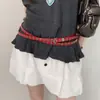 Cinturón fino estilo coreano sin hebilla para mujer, moderno y adelgazante, adecuado para combinar con faldas y blusas, accesorio de cinturón de doble capa para la cintura