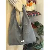 Bolso Tote de Lana Bordado de Pájaros Retro Coreano Otoño e Invierno Nuevo Versátil de Gran Capacidad para Hombro o Axila