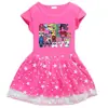 Vestido Infantil Estilo Coreano Novo 2026 Manga Meia-Manga Verão Menina Desenho Animado Estrela Malha Manga Curta Vestido Princesa