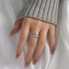 Anillo Ajustable con Diamantes Completos de Tres Filas y Apertura, Diseño de Nicho de Gama Alta para Mujer, Anillo Pulsera