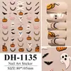 Pegatinas para uñas con temática de Halloween europeo y americano, murciélago de lámina dorada, fantasmita y cabeza de calabaza, pegatinas impermeables 3D para teléfono DIY
