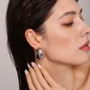 Pendientes redondos en forma de C Oumika con bolitas de acero fino y alta textura, dos formas de llevar, estilo exagerado europeo y americano, venta al por mayor