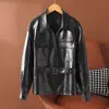 Chaqueta de Cuero Negra Ajustada Estilo Coreano para Mujer, Otoño 2026, Nueva Chaqueta de Moda Streetwear con Cuello Alto, Top de Moda