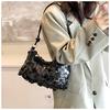 Bolsa de lantejoulas feminina 2024 primavera nova moda corrente simples crossbody bolsa casual crescente bolsa casual bolsa