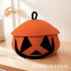 Cesto Decorativo de Armazenamento de Halloween Cesto de Armazenamento de Doces e Lanches em Forma de Abóbora com Tampa Caixa de Armazenamento de Mesa Cesto Trançado