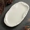 Prato de Jantar Cerâmico Queimado em Forno de Fábrica, Prato para Peixe, Prato de Servir, Prato para Peixe Cozido no Vapor, Prato Oval Criativo com Padrão de Pedra, Prato para Salteados