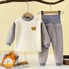 Roupa íntima térmica infantil, roupa íntima de cintura alta com forro de lã, pijama grosso de outono e inverno para bebês, roupas de bebê, proteção da barriga, base de inverno