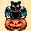 Placa de Madeira de Gato Engraçado para Halloween Transfronteiriça Estilo Americano Abóbora Gato Preto Decoração Atmosfera Festiva Artesanato