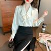 Camisa con volantes, elegante y única, hermosa blusa francesa dulce para mujer, estilo coreano de primavera y otoño, camisa profesional