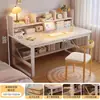 Escritorio de Computadora Dormitorio Escritorio para el Hogar Niñas Casa de Alquiler Banco de Trabajo Escritorio de Escritura Escritorio Estantería Mesa Integrada