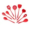 Conjunto Completo de Utensílios de Cozinha de Silicone com Balde de Armazenamento Espátula de Silicone Colher de Sopa Escorredor Colher de Arroz Pegador de Alimentos Pincel de Óleo Raspador