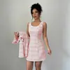Conjunto de Duas Peças Feminino Outono e Inverno Novo Europeu e Americano Blazer Curto de Botão Único + Vestido Pequeno com Fragrância Retro Francês