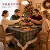 Toalha de mesa com babados atmosfera de Natal Temu transfronteiriça toalha de mesa estilo country americano decoração de casa de temporada gato voando