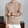 Suéter masculino de lã com gola alta média para outono e inverno, camisa base de malha grossa e quente, suéter masculino de lã em estoque para atacado