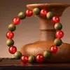 Pulsera de Sándalo Verde Antiguo Natural, Cuentas de Transferencia de Ágata Roja Genuina, Pulsera de Cristal para Mujer, Juguete de Madera para Hombre, Regalo para Novio y Novia