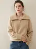 Suéter Pulóver de Punto Base Cálido para Mujer, Manga Raglán, Cuello Polo con Media Cremallera, Holgado