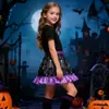 Suministro Exclusivo Transfronterizo de Vestidos Cortos para Fiestas de Halloween para Niñas y Niños Pequeños, Vestido de Princesa con Estampado Abstracto de Araña Negro y Morado 22