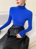 Otoño e Invierno nuevo suéter de cachemira de corte ajustado para mujer, cuello alto corto, camisa básica de punto, suéter cálido ajustado para mujer