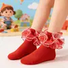 Calcetines para Niña con Borde de Encaje, Transpirables, Estilo Princesa Lindo, Calcetines de Bebé de Caña Media, Estilo Delgado de Verano, Al Por Mayor en Stock
