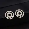 Comércio Exterior Transfronteiriço Joias Mei Jia V Ouro Grande Anel de Círculo Duplo Totalmente Cravejado com Diamantes Corrente de Suéter da Moda de Marca Grande Banhado a Ouro 18K