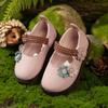Sapatos Retro Floridos de Moda Nova Primavera e Outono para Bebês e Crianças Pequenas 1-3 Anos Menina Sapatinhos de Couro Princesa com Solado Macio Sapatos de Camada Única